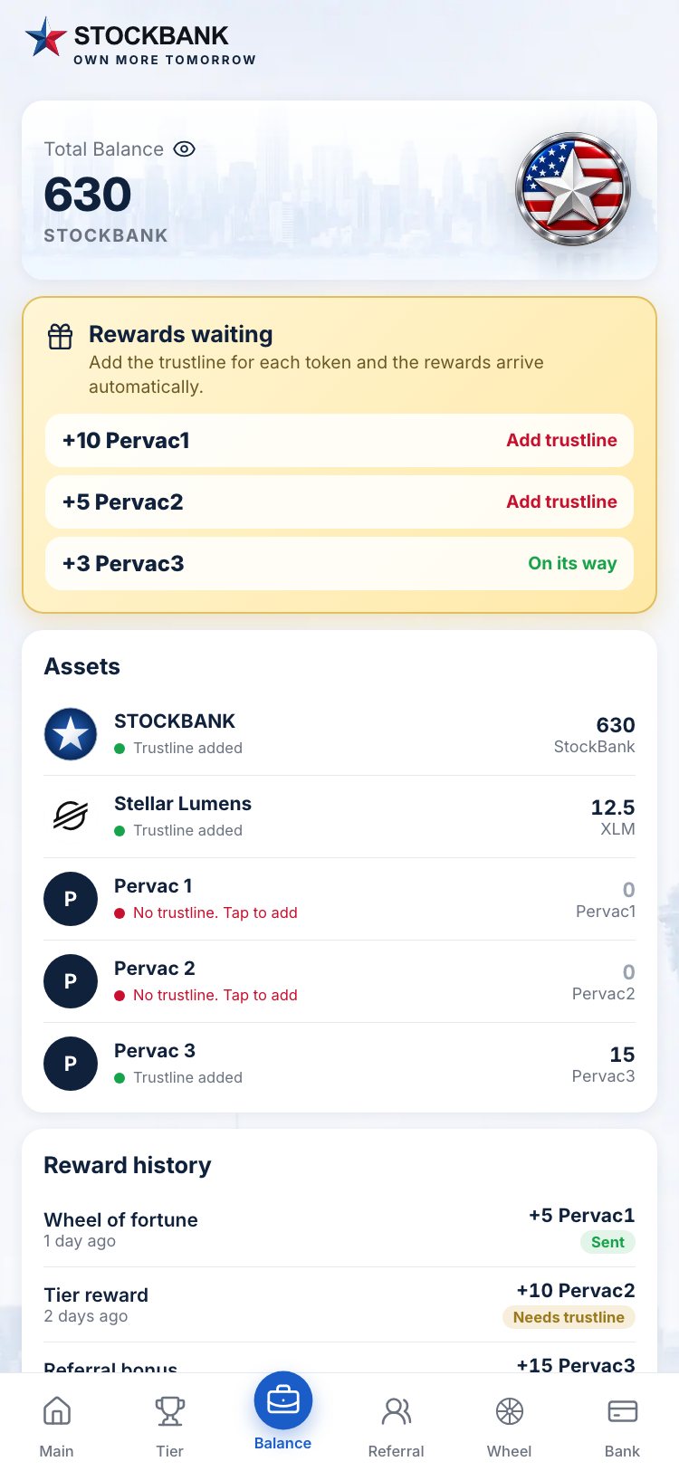 STOCKBANK app in Telegram